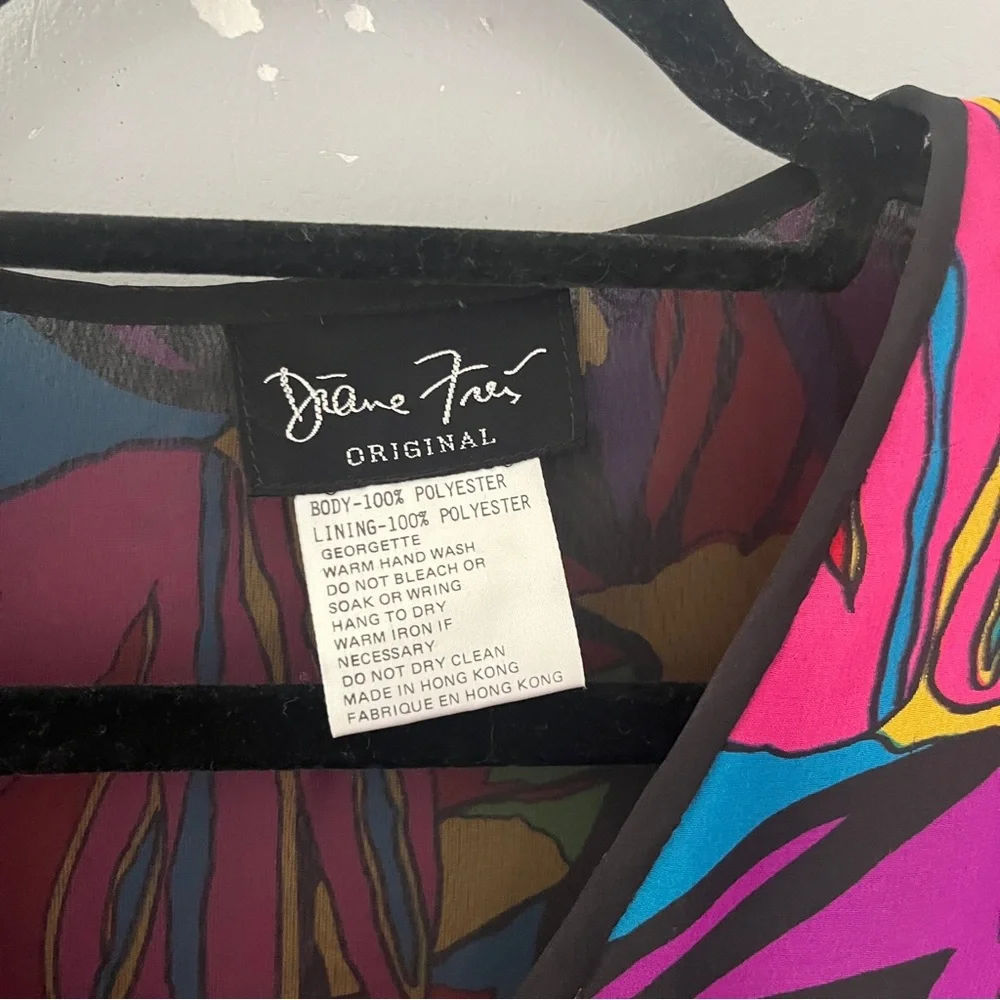Vintage 1980s Diane Freis Dress Sheer Chiffon Abstract Animal Print Maximalist - Picture 6 of 10
